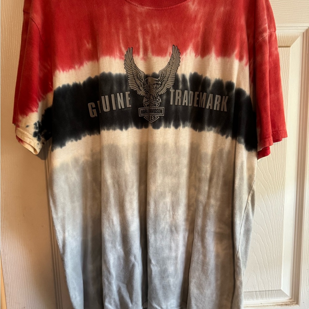 Harley-Davidson Red and Black Tie-Dye Tee